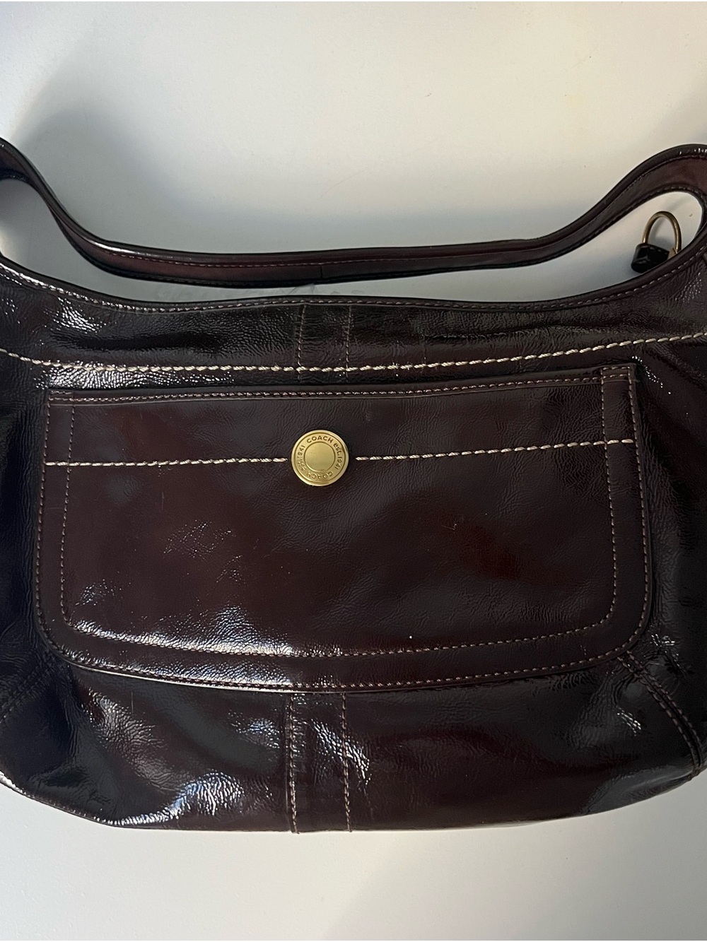 Wine Red Vintage Coach Ergo Patent Leather Hobo Shoulder Bag